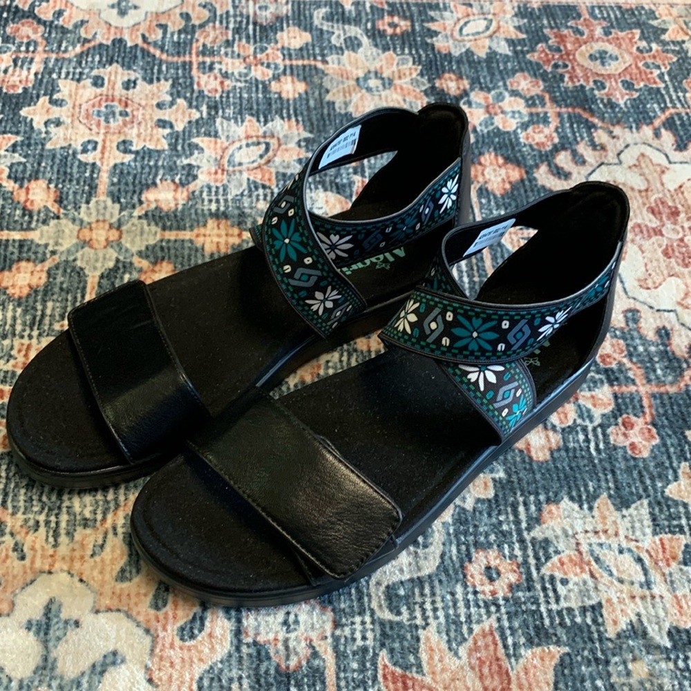 Alegria by PG Lite new sandals qvc teal black floral